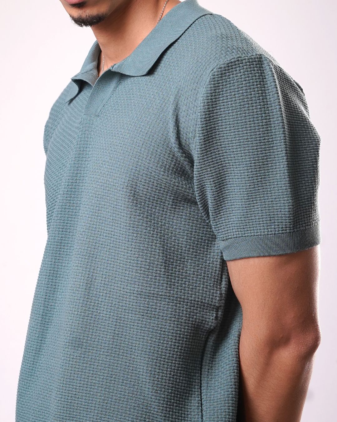 TEXTURED CLASSIC KNIT POLO - MINT GREEN