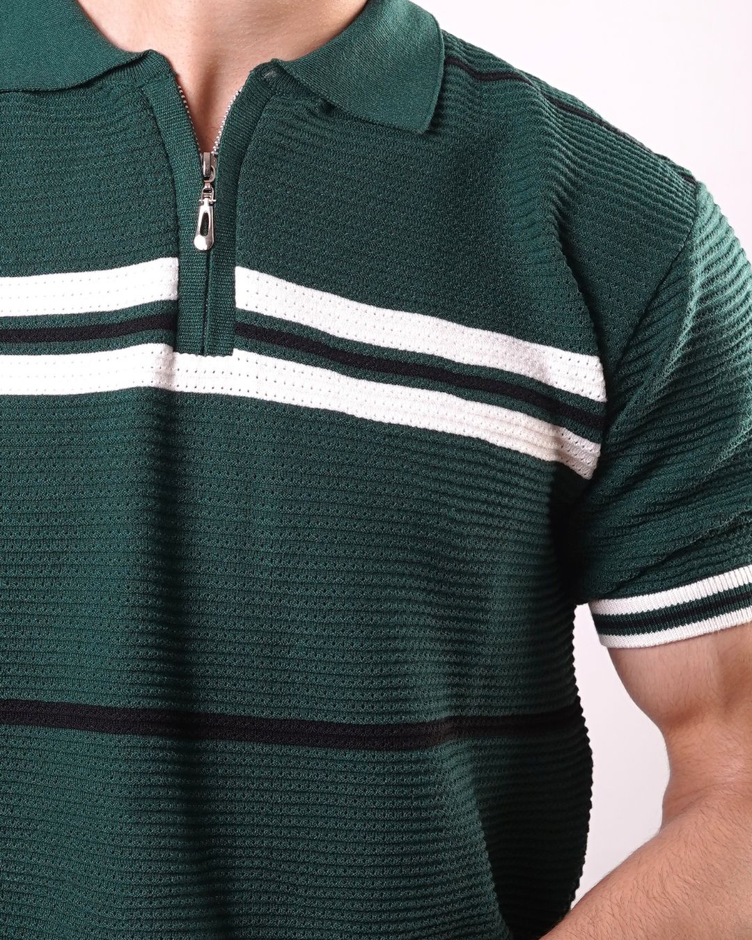 URBAN EDGE ZIP-UP POLO - GREEN