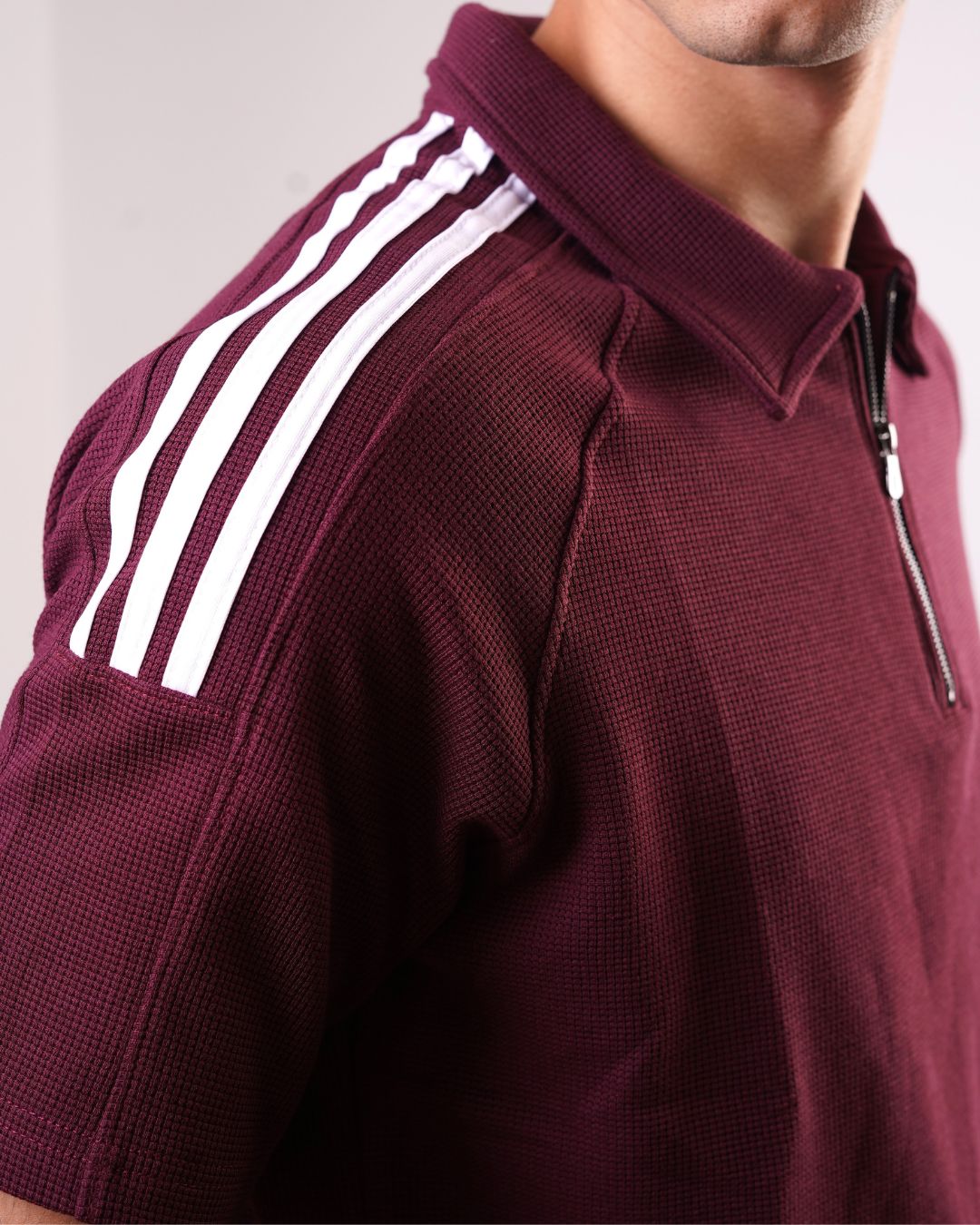 URBAN STRIDE ZIP-UP POLO - BURGUNDY